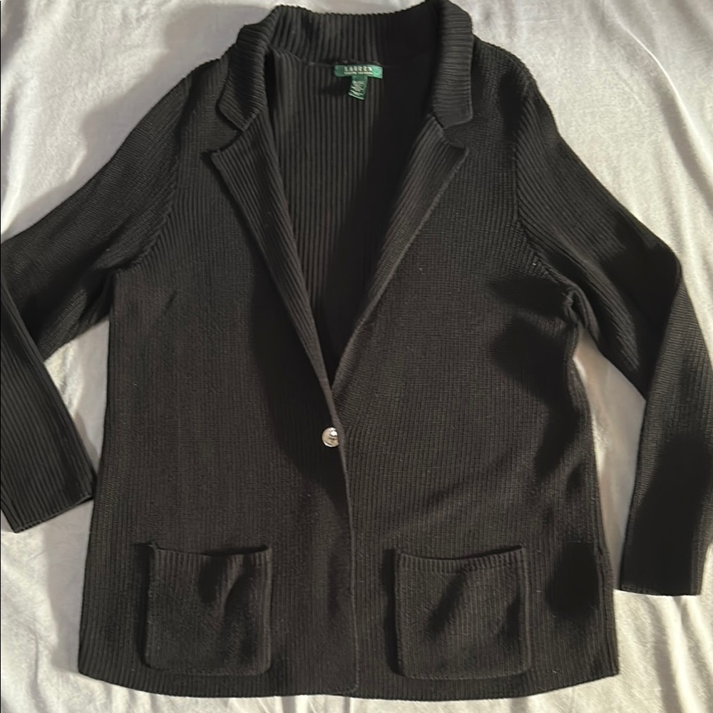Ralph Lauren Ribbed Black sweater blazer